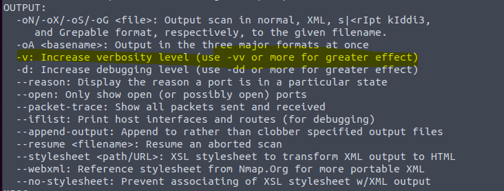 nmap -h