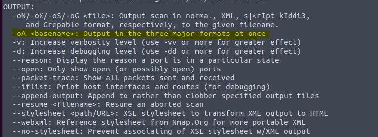 nmap -h