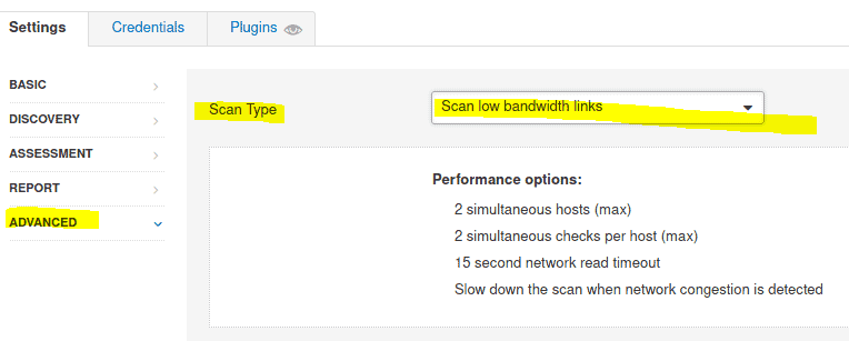 scan with low bandwith