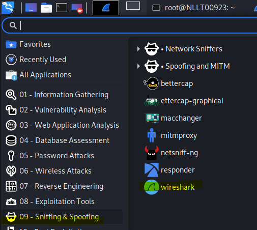 kali wireshark location