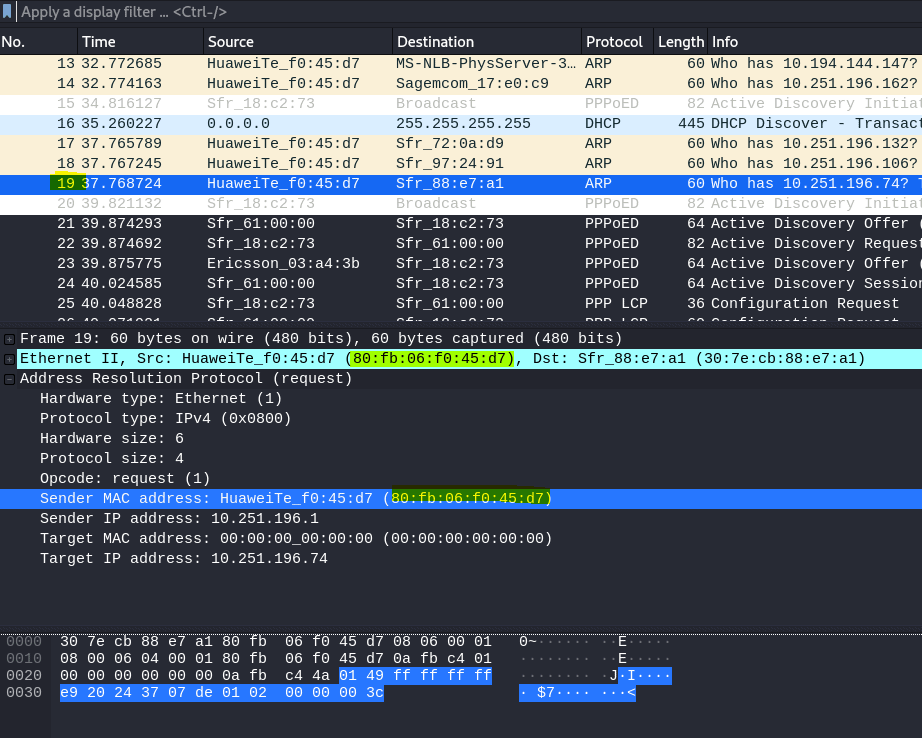 filter wireshark mac address